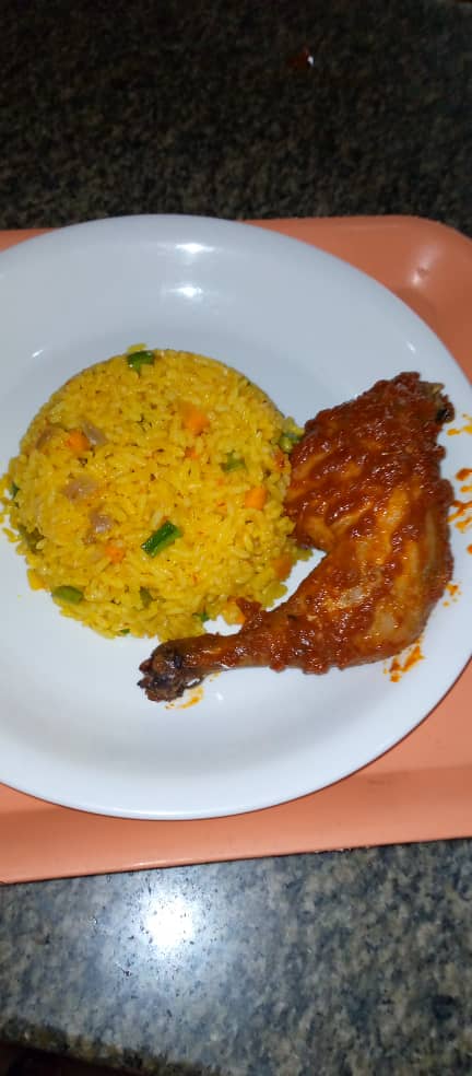 Fried Rice & Sauced Chicken